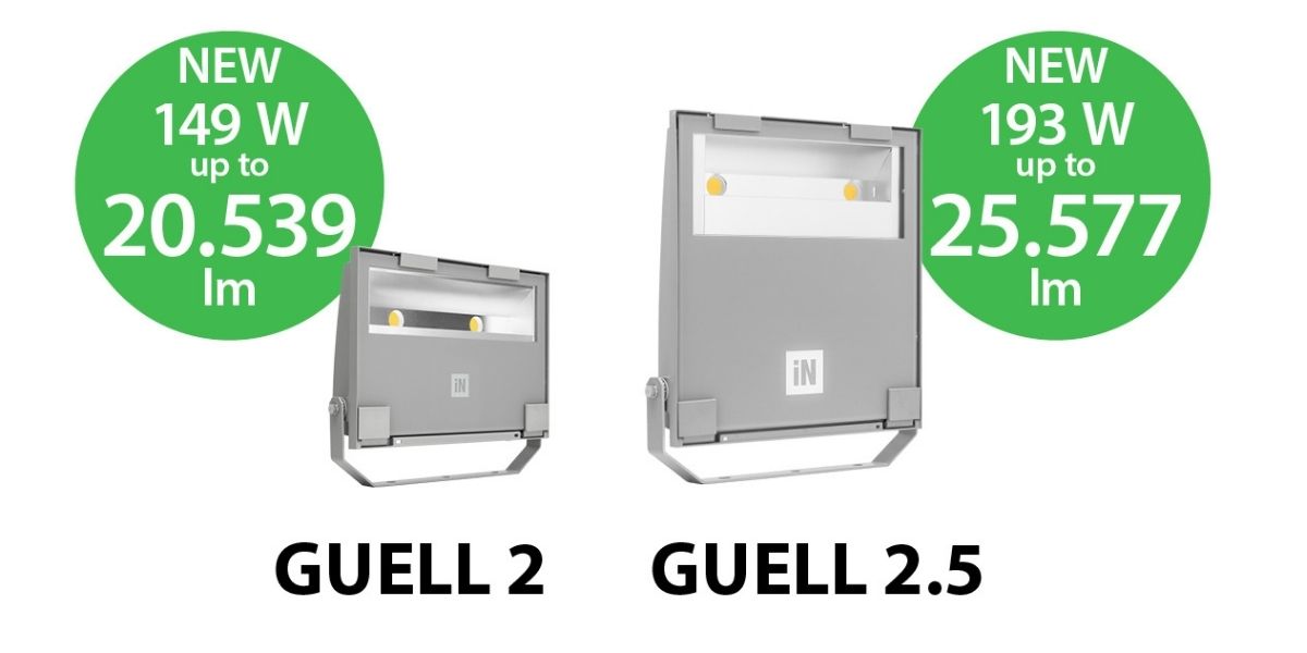 Nuovi modelli per la serie GUELL, i proiettori professionali da esterno di Performance iN Lighting